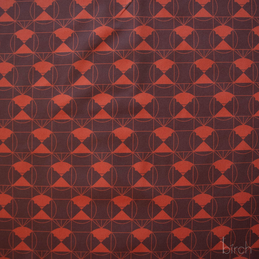 Chickadee End Papers Chocolate Cherry, Charley Harper End Papers Basics from Birch Organic Fabrics