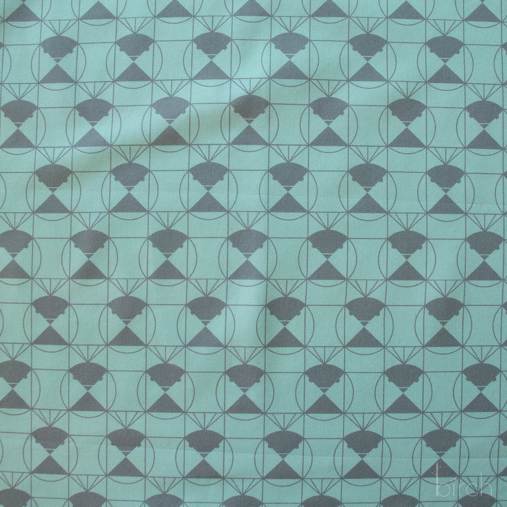 Chickadee End Papers Seafoam, Charley Harper End Papers Basics from Birch Organic Fabrics